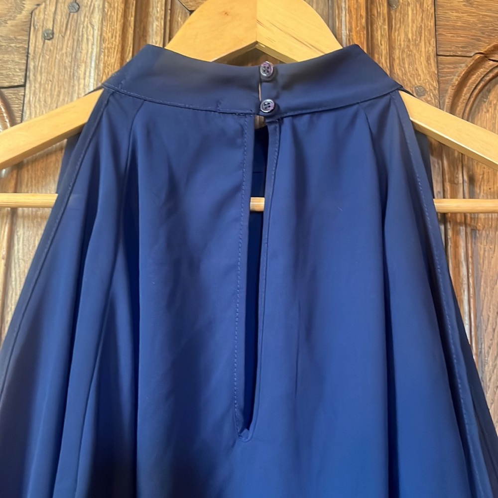 Three Eighty Two Navy Cold Shoulder Blouse - image 10